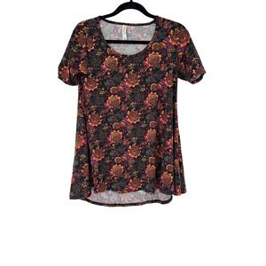 LuLaRoe XXS Tunic Top Floral Print Short Sleeve A-Line‎ Casual Comfy